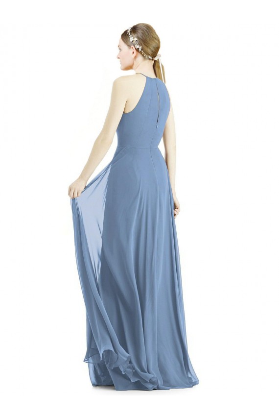 Affordable Keyhole Halter Chiffon Maxi Bridesmaid Dress UK