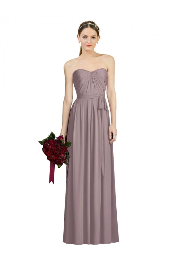 Affordable Sweetheart Neckline Long Full Length Chiffon Bridesmaid Dress UK