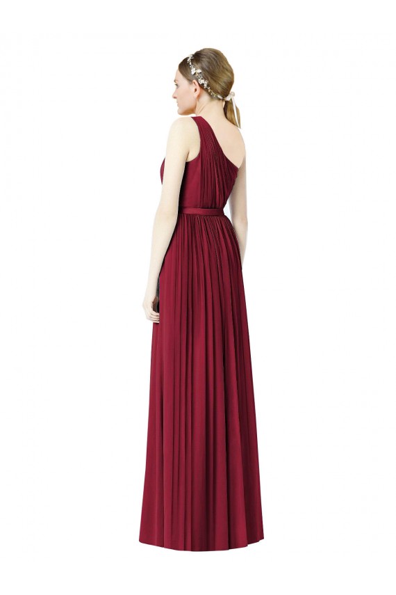 Affordable One Shoulder Full Length Long Chiffon Bridesmaid Dress. UK