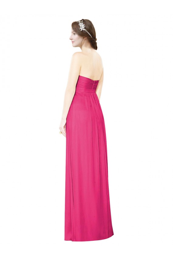 Affordable Full Length Strapless Long Chiffon Dress with Waistband UK