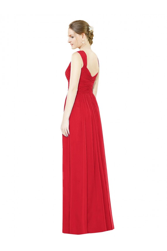 Affordable Full-Length Long Chiffon Bridesmaid Dress with Side Front Slit UK