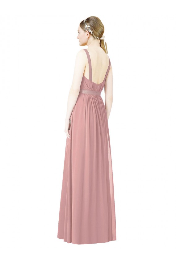 Affordable High Neck Chiffon Bridesmaid Dress with Low Back UK