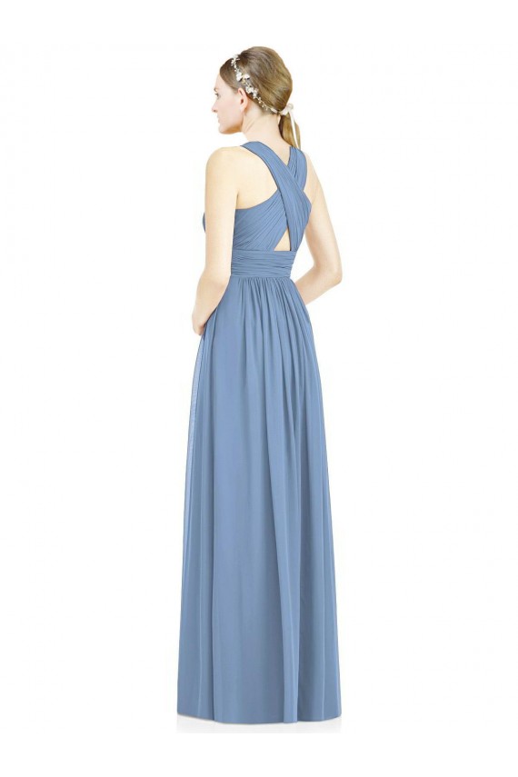 Affordable Sleeveless Cross Strap Back Chiffon Bridesmaid Dress UK