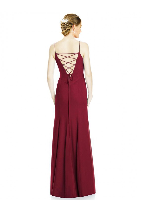 Affordable High Square Trumpet Chiffon Bridesmaid Dress with Lace-Up Open Back UK