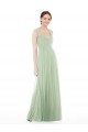 Affordable Sheer Back Cap Sleeves Long Chiffon Bridesmaid Dress  UK