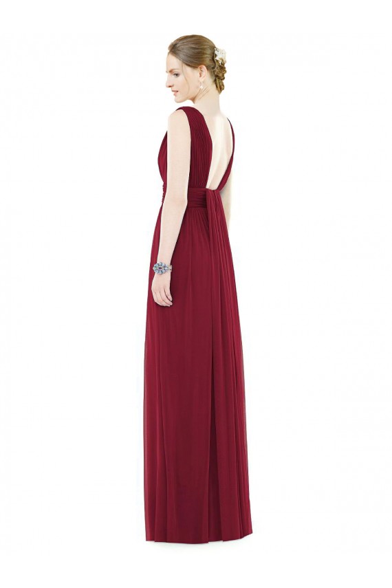 Affordable Low Square Back Sleeveless Shirred Skirt Bridesmaid Dress UK