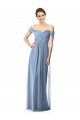 Affordable Off the Shoulder Chiffon Bridesmaid Dress with Draped Bodice UK