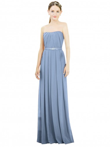 Affordable V-Pleat Chiffon Full-Length Strapless Bridesmaid Dress UK