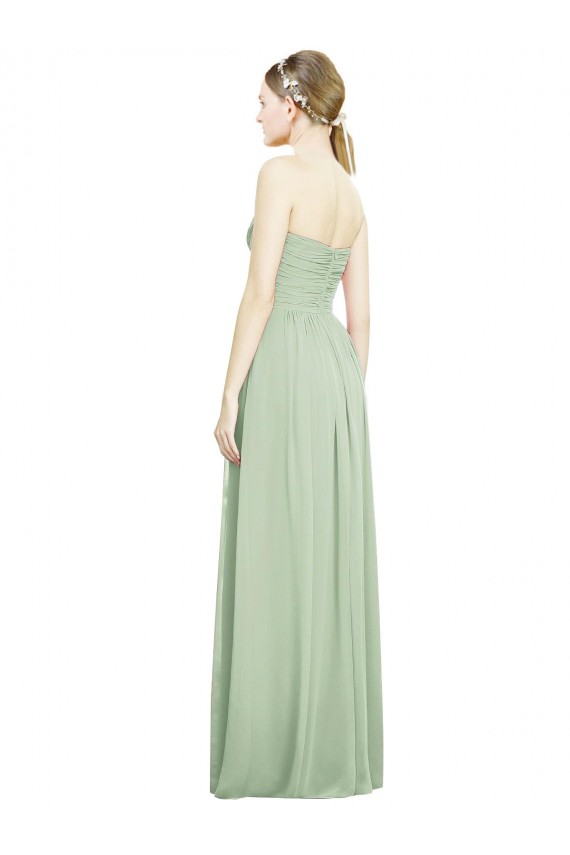 Affordable Crisscross Draped Full Length Strapless Chiffon Bridesmaid Dress UK