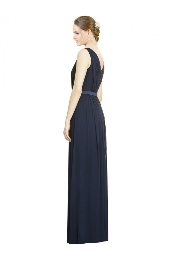 Affordable Full-Length V-Neck Lux Chiffon Bridesmaid Dress with V-Back UK