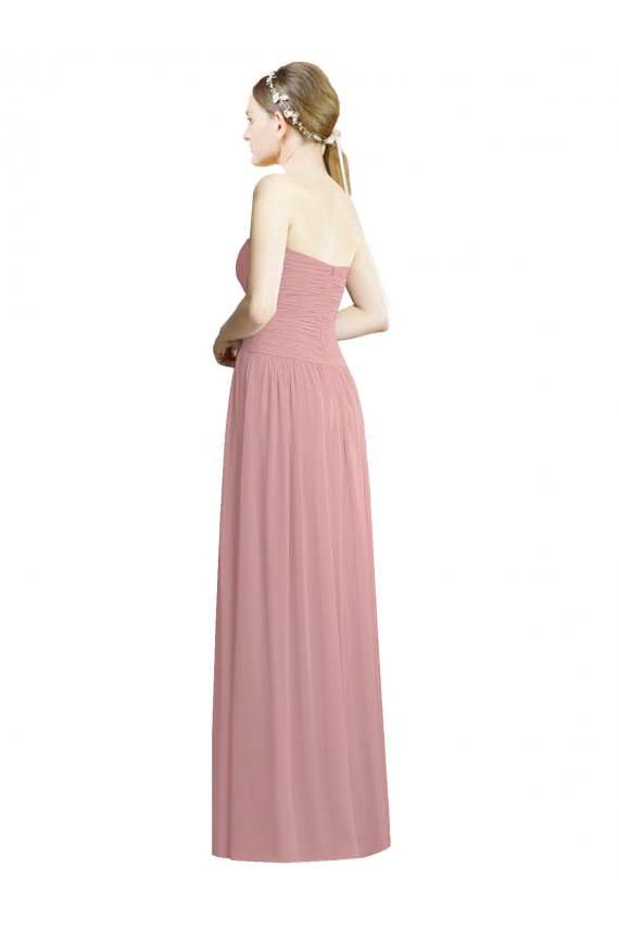 Affordable Crossover Draped Sweetheart Chiffon Bridesmaid Dress with Front Slit UK