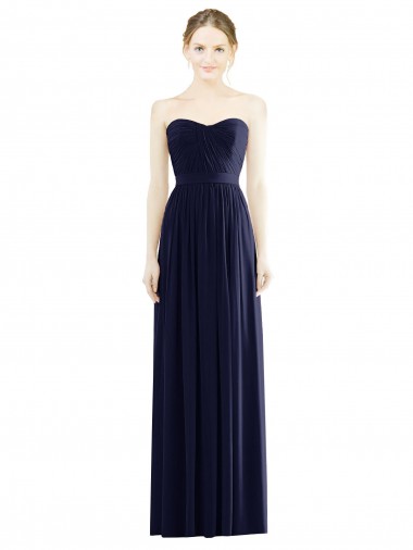 Affordable Low Back Draped Strapless Chiffon Bridesmaid Dress  UK