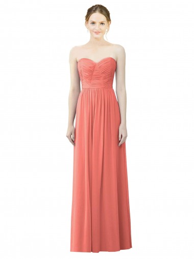 Affordable Draped Sweetheart Strapless Chiffon Bridesmaid Dress UK