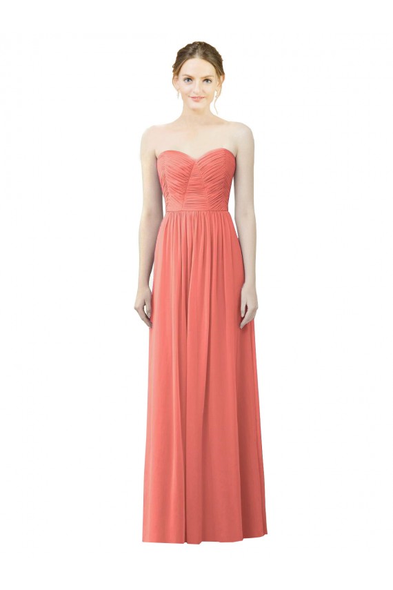 Affordable Draped Sweetheart Strapless Chiffon Bridesmaid Dress UK