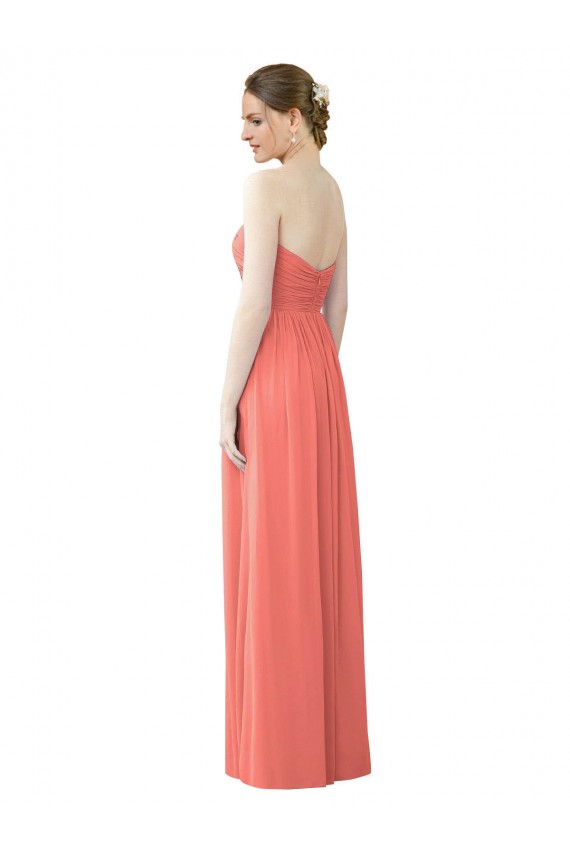 Affordable Draped Sweetheart Strapless Chiffon Bridesmaid Dress UK