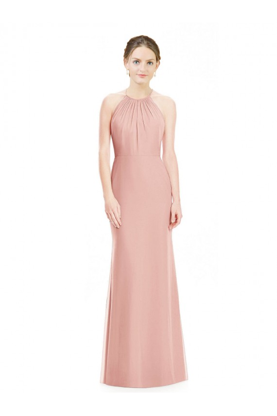 Affordable Halter Neck Trumpet Chiffon Bridesmaid Dress UK