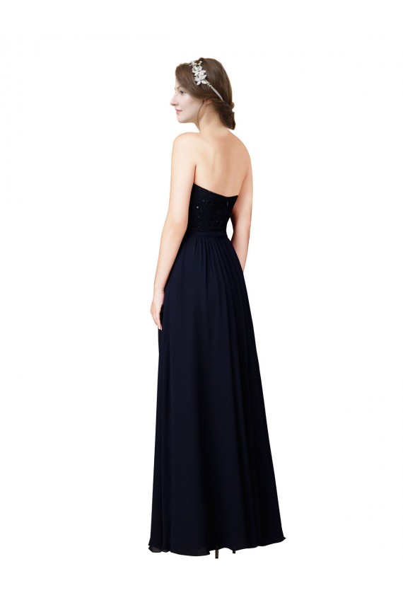 Affordable Strapless Chiffon Bridesmaids Dress with a Beaded Lace Sweetheart Bodice UK