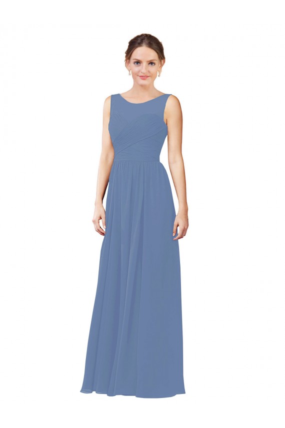 Affordable Luxe Chiffon Bridesmaid Dress with Illusion and Sweetheart Neckline UK
