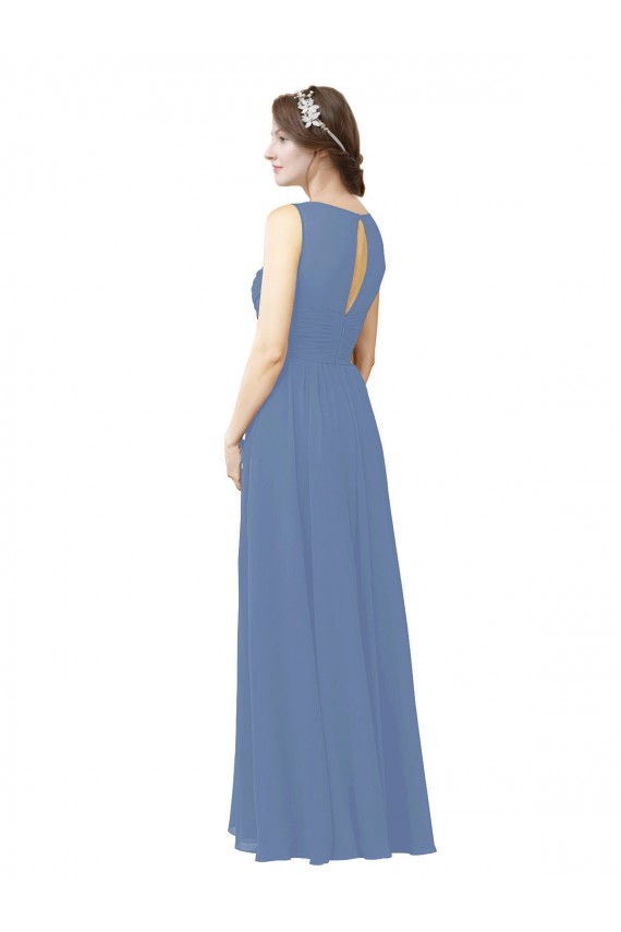 Affordable Luxe Chiffon Bridesmaid Dress with Illusion and Sweetheart Neckline UK