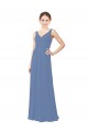 Affordable Draped V-Neck Luxe Chiffon Bridesmaid Dress UK