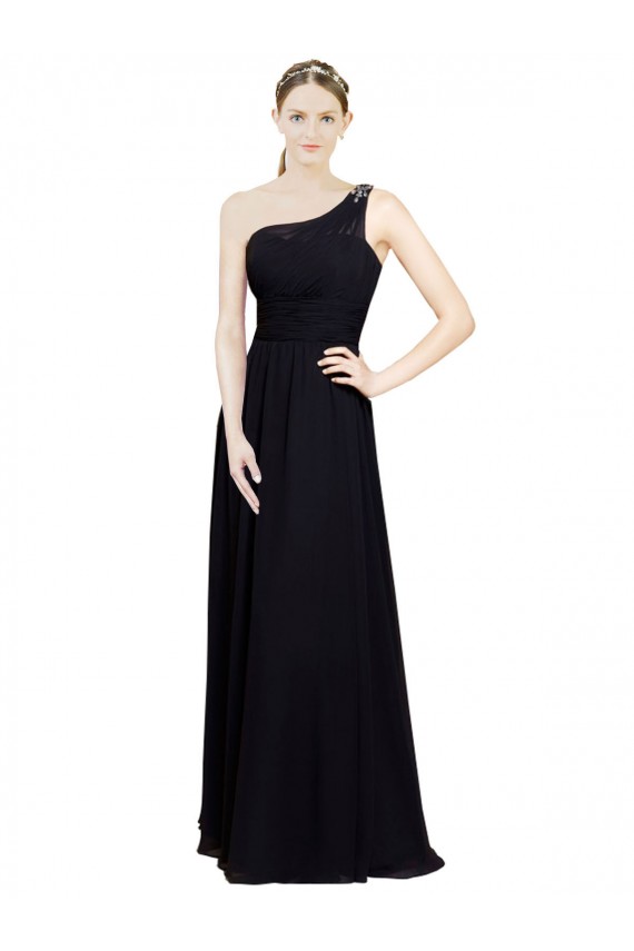 Affordable Sweetheart Chiffon Bridesmaid Dress with Beaded One Shoulder Strap UK
