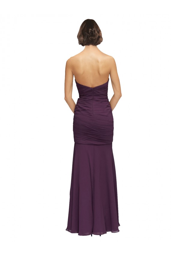Affordable Full Length Chiffon Bridesmaid Dress with Sweetheart Neckline and Ruffles UK