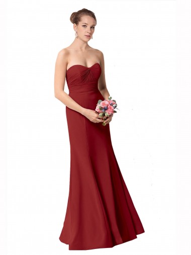Affordable Full Length Sweetheart Chiffon Bridesmaid Dress with Ruched Bodice UK