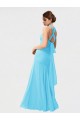 Affordable Long Halter Chiffon Bridesmaid Dress with Dropped Waist UK