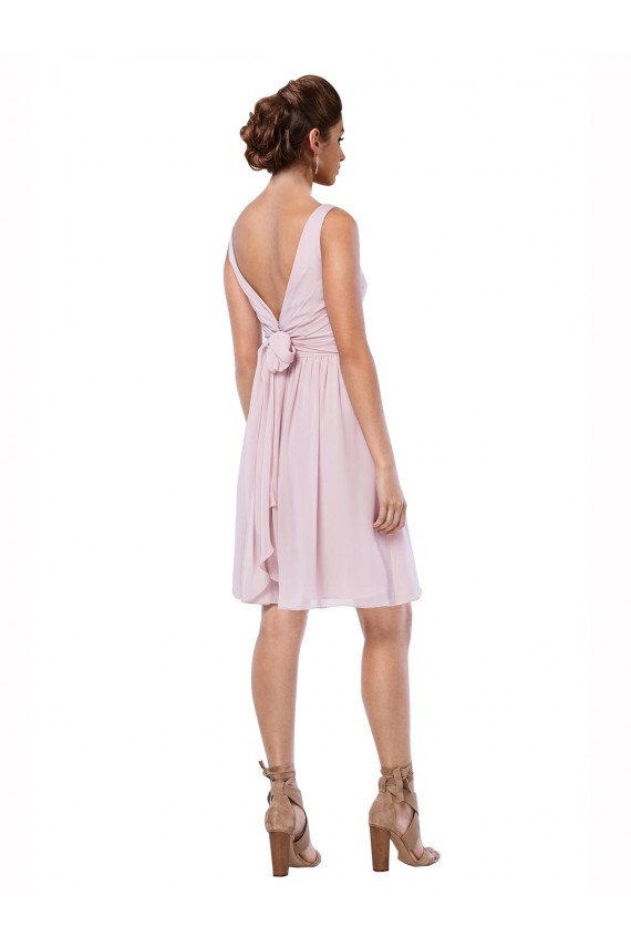 Affordable Short Knee Length Criss Cross Draped Chiffon Bridesmaid Dress UK