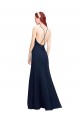 Affordable High Halter Fit and Flare Long Chiffon Bridesmaid Dress with Criss Cross Low Back UK