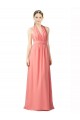 Affordable Shirred Bodice Full Length Long Chiffon Bridesmaid Dress UK