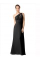 Affordable One Shoulder Full Length Chiffon Bridesmaid Dress with Shirred Bodice UK