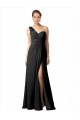Affordable Sheer One Shoulder Chiffon A-Line Bridesmaid Dress with Slit UK