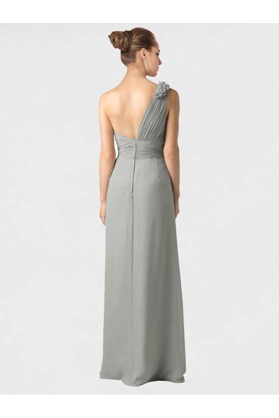 Affordable Sheer One Shoulder Chiffon A-Line Bridesmaid Dress with Slit UK