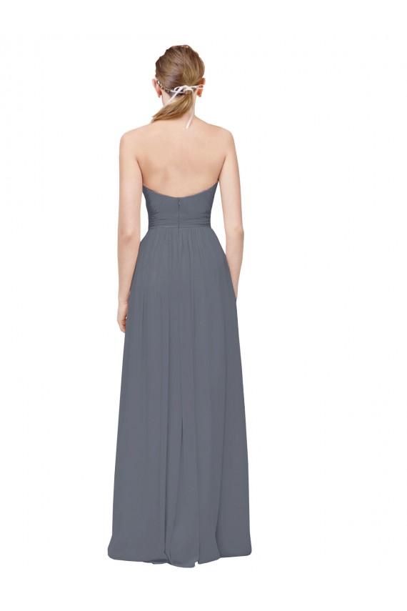 Affordable Twisted Waist Pleats Sweetheart Long Chiffon Bridesmaid Dress UK