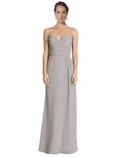 Affordable Long Chiffon A-Line Bridesmaid Dress with Criss-Cross Draped Bodice UK
