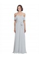 Affordable Off the Shoulder Spaghetti Strap Long Chiffon Bridesmaids Dress UK