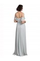 Affordable Off the Shoulder Spaghetti Strap Long Chiffon Bridesmaids Dress UK