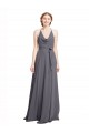 Affordable Spaghetti Strap Long Chiffon Bridesmaids Dress with Halter Cowl Neck UK