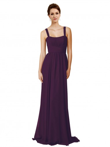 Affordable Full Length Chiffon Bridesmaid Dress with Spaghetti Straps UK