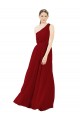 Affordable Draped One Shoulder Long Floor Length Chiffon Bridesmaid Dress UK
