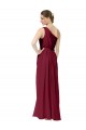 Affordable Draped One Shoulder Long Floor Length Chiffon Bridesmaid Dress UK