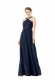 Affordable High V-Neck Floor Length Chiffon Bridesmaid Dress UK
