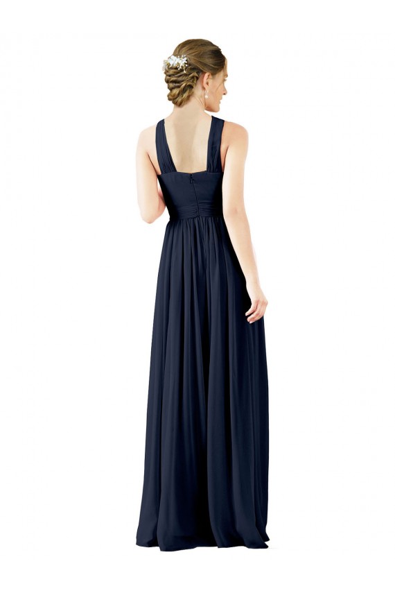Affordable High V-Neck Floor Length Chiffon Bridesmaid Dress UK