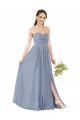 Affordable Deep Sweetheart Neckline Open Back Long Chiffon Bridesmaid Dress UK