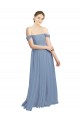 Affordable Long Floor Length Chiffon Bridesmaid Dress with Fluttering Off the Shoulder Straps UK