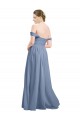 Affordable Long Floor Length Chiffon Bridesmaid Dress with Fluttering Off the Shoulder Straps UK