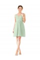 Affordable v-Neckline Short Knee Length Chiffon Bridesmaid Dress UK