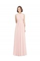 Affordable Sleeveless Chiffon High Neck Bridesmaid Dress with Diagonal Pleats UK