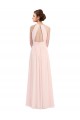 Affordable Sleeveless Chiffon High Neck Bridesmaid Dress with Diagonal Pleats UK